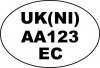 Example of oval identification mark: ‘UK(NI) AA123 EC’