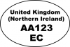 Example of oval identification mark: ‘United Kingdom (Northern Ireland) AA123 EC’