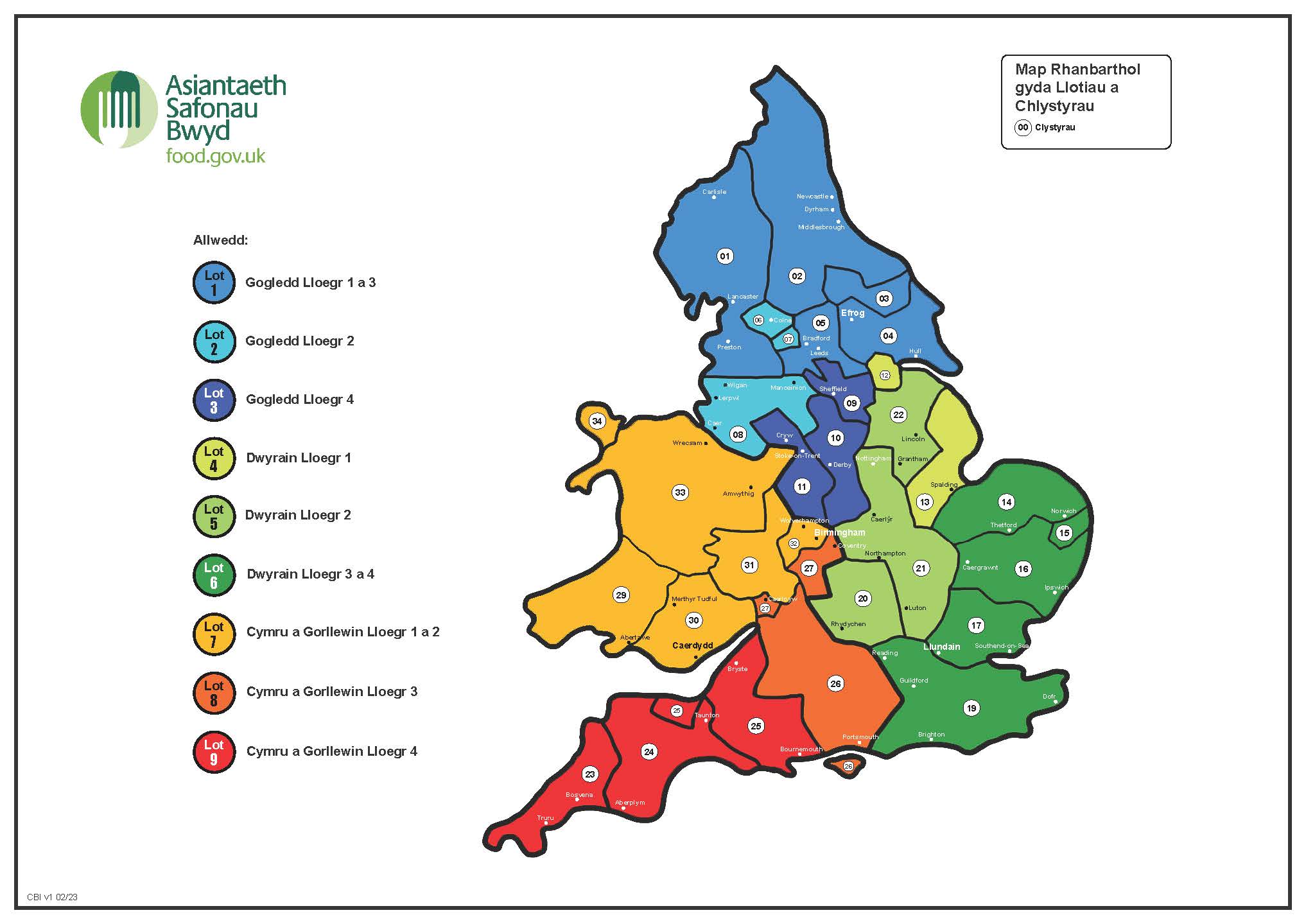 23Map Rhanbarthol gyda Llotiau a Chlystyrau