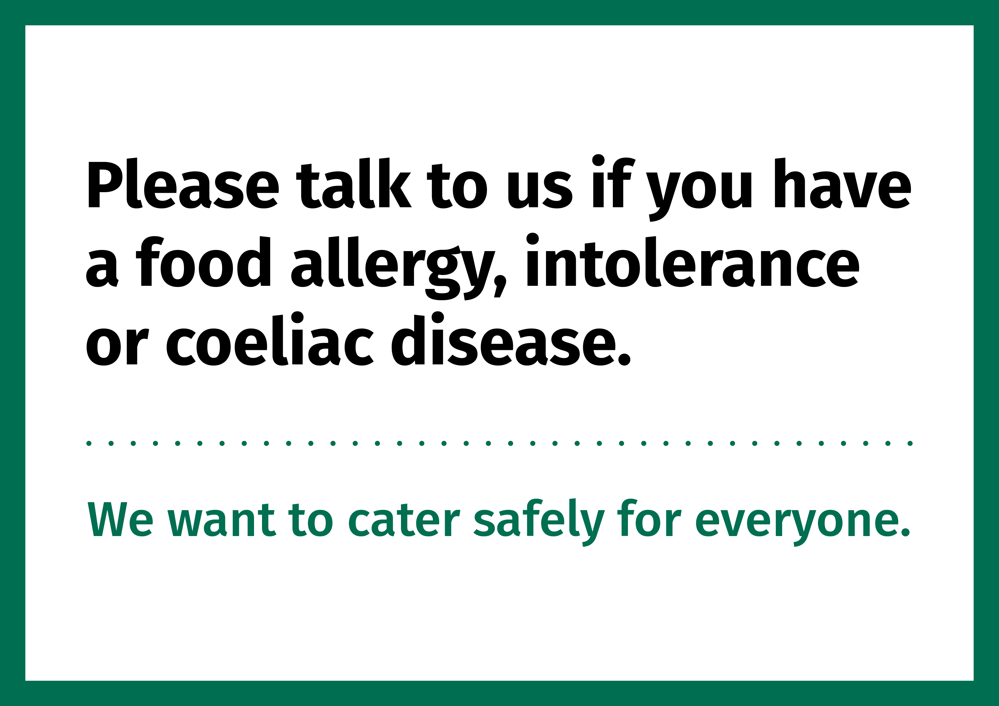 An English-language allergen poster